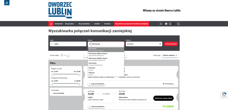 Pasażerowie mogą korzystać już z wyszukiwarki połączeń z Dworca Lublin